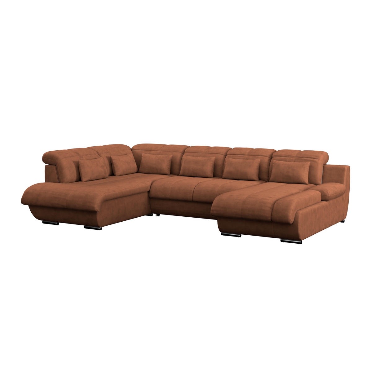 WOHNLANDSCHAFT Cognac Mikrofaser  - Chromfarben/Cognac, MODERN, Textil/Metall (228/345/184cm) - MID.YOU