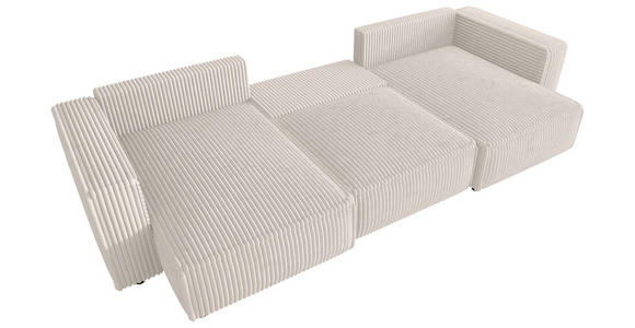 WOHNLANDSCHAFT Creme Cord  - Creme/Schwarz, MODERN, Kunststoff/Textil (153/350/153cm) - Xora