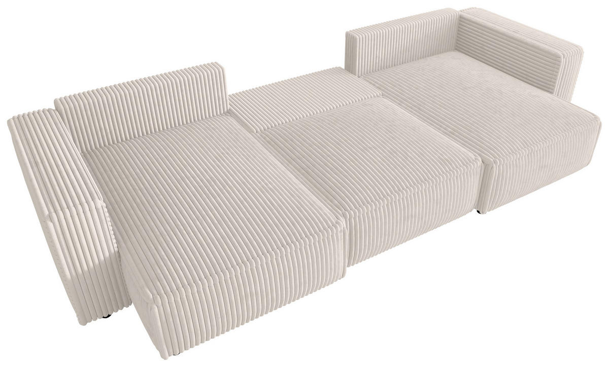 WOHNLANDSCHAFT Creme Cord  - Creme/Schwarz, MODERN, Kunststoff/Textil (153/350/153cm) - Xora