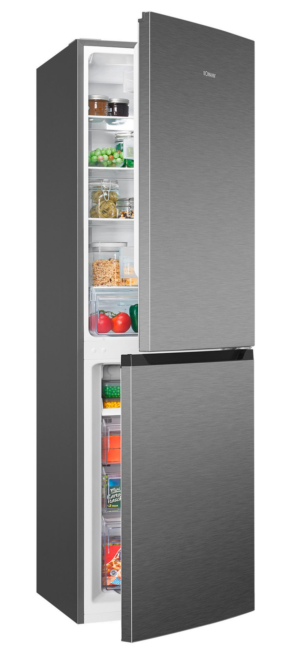 KÜHL-GEFRIER-KOMBINATION 54/179,5/60 cm 773609  - Edelstahlfarben, Basics, Glas/Kunststoff (54/179,5/60cm) - Bomann
