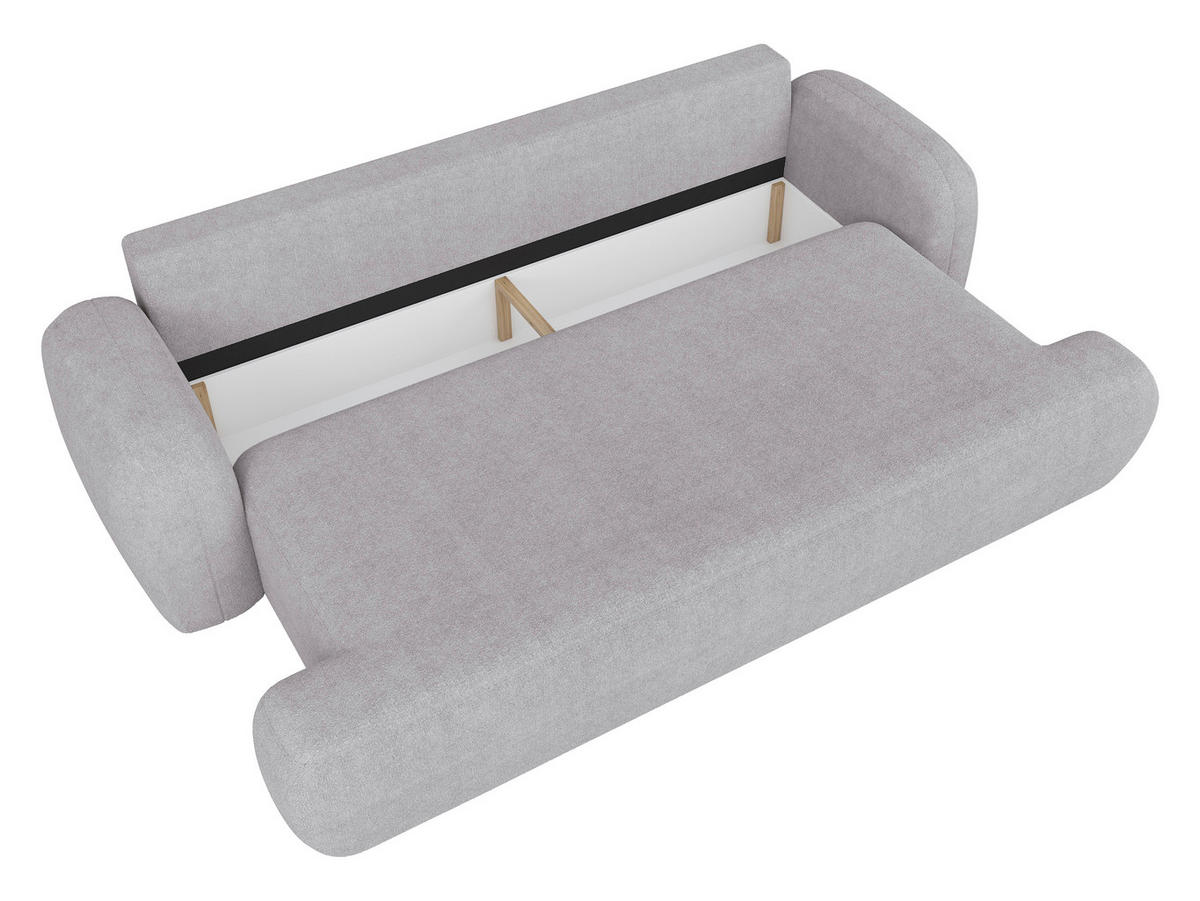 3-SITZER-SOFA Sevilla Plus in Bouclé Hellgrau  - Hellgrau/Schwarz, Design, Kunststoff/Textil (256/93/120cm) - MID.YOU