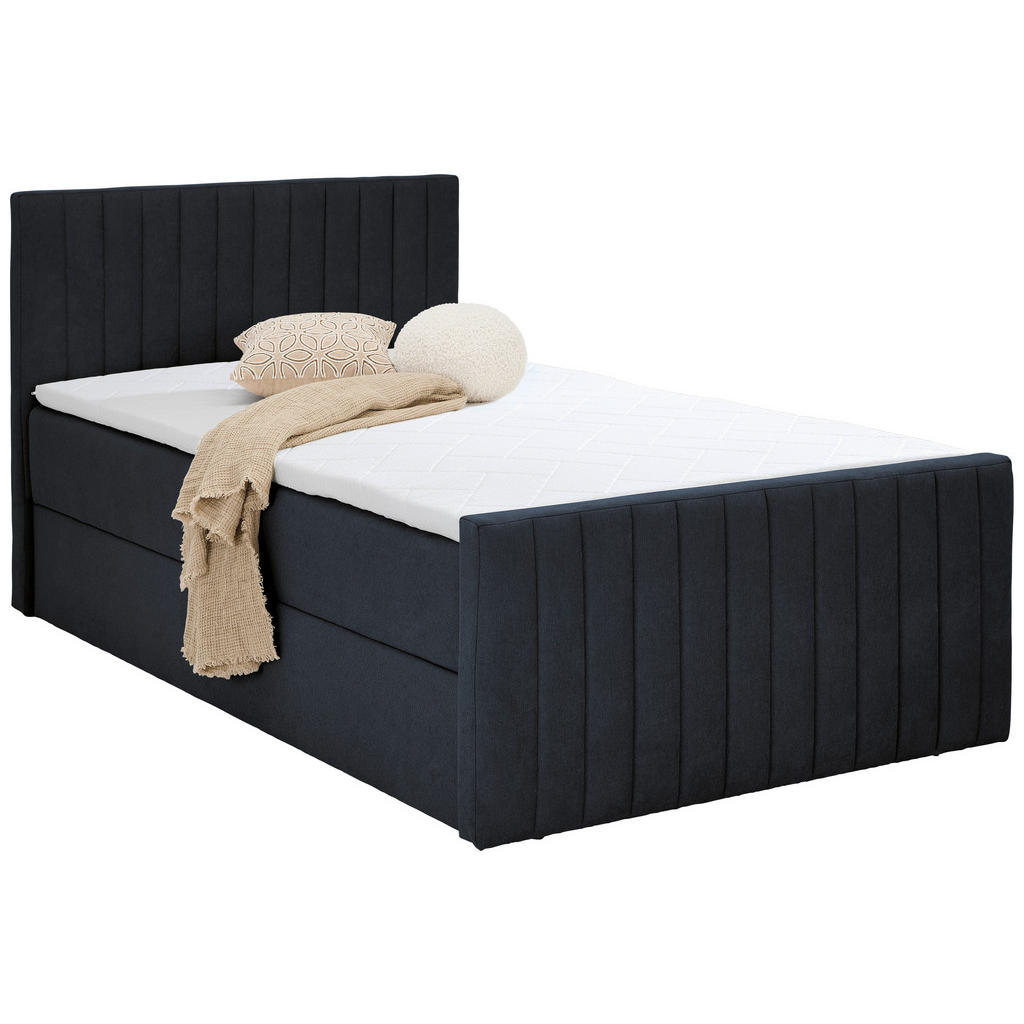Thumbnail - Boxxx Boxbett, Anthrazit, Textil, H3, Höhe ca. 25 cm, 90x200 cm, Bettkasten, gepolstertes Kopfteil, Topper durchgehend, ...
