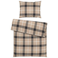 POSTEĽNÁ BIELIZEŇ, flanel, antracitová, prírodná farba, 140/200 cm - prírodná farba/antracitová, Konventionell, textil (140/200cm) - Esposa