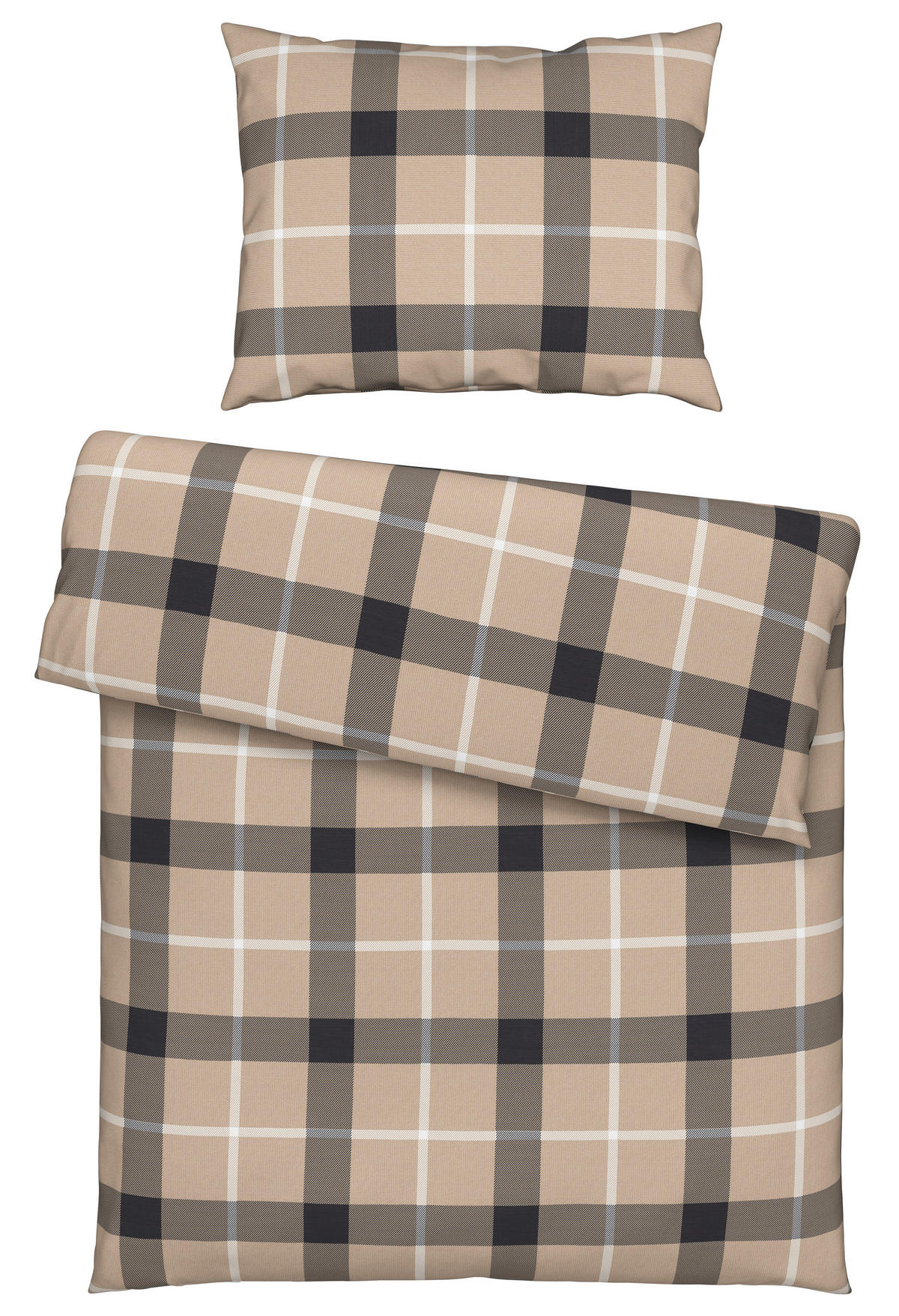 POSTEĽNÁ BIELIZEŇ, flanel, antracitová, prírodná farba, 140/200 cm - prírodná farba/antracitová, Konventionell, textil (140/200cm) - Esposa