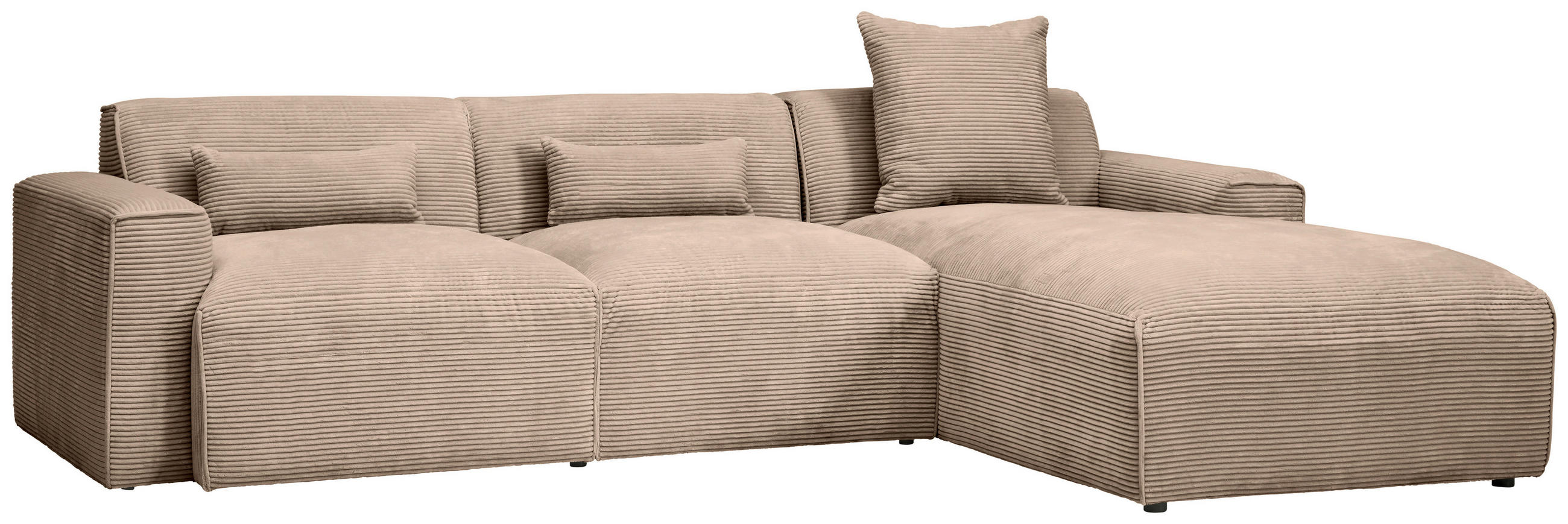 ECKSOFA in Cord Hellbraun  303/196 cm  - Hellbraun/Schwarz, Design, Kunststoff/Textil (303/196cm) - Livetastic