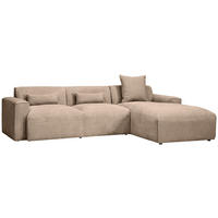 ECKSOFA Hellbraun Cord  - Hellbraun/Schwarz, Design, Kunststoff/Textil (303/196cm) - Livetastic