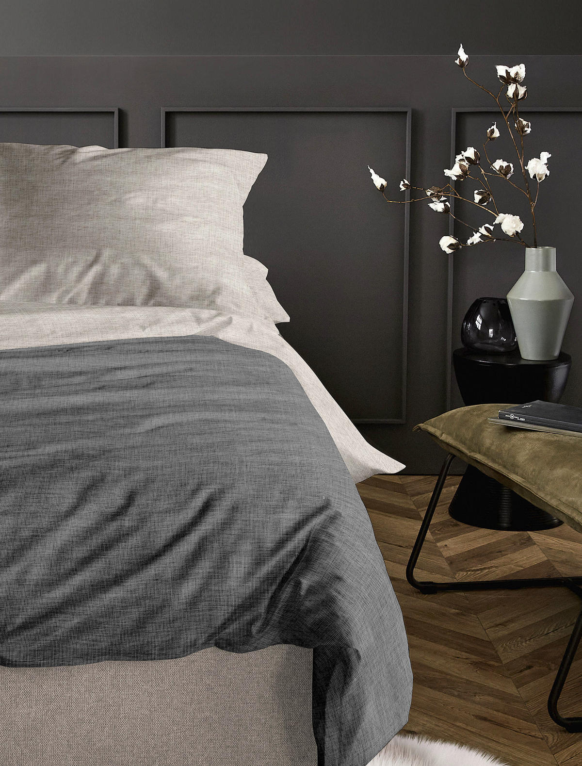 WENDEBETTWÄSCHE Makosatin 140/200 cm  - Grau, KONVENTIONELL, Textil (140/200cm) - Irisette