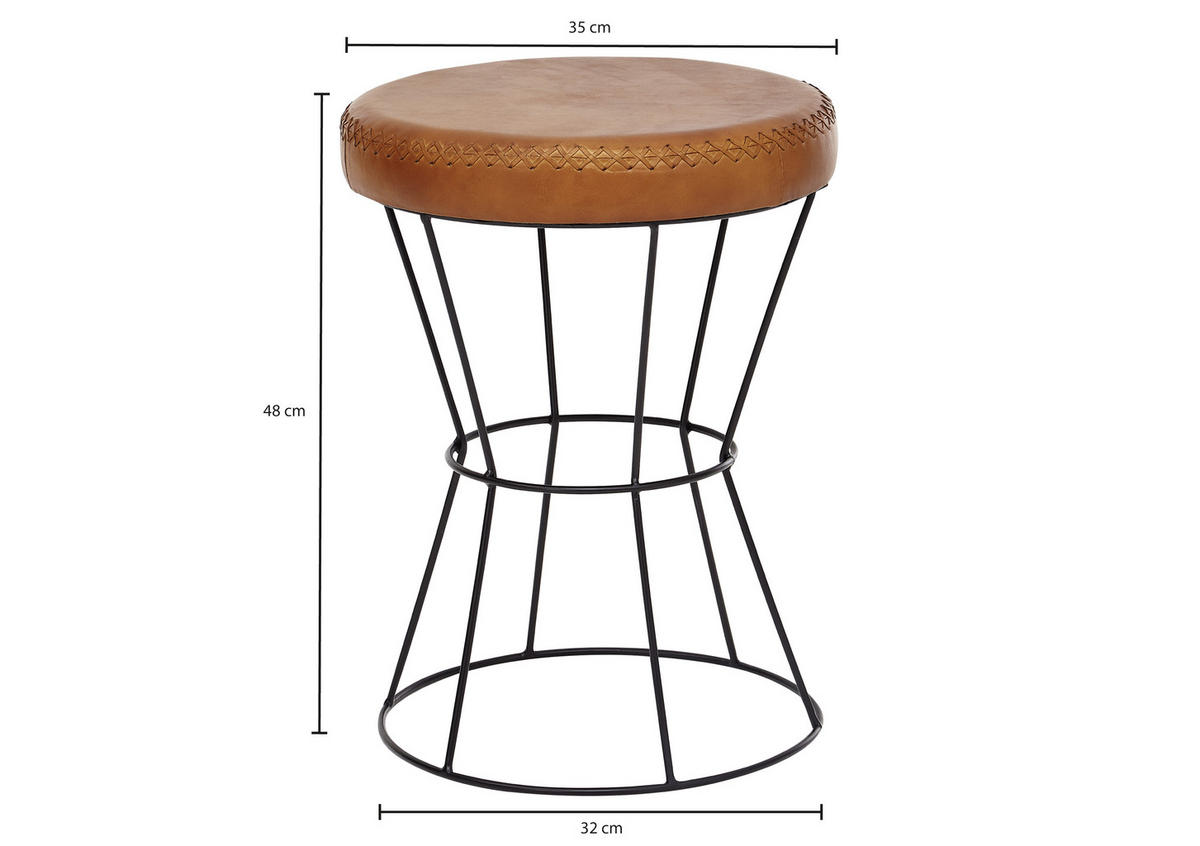 TABURE, usnje rjava  - črna/rjava, Moderno, kovina/usnje (35/48/35cm) - MID.YOU