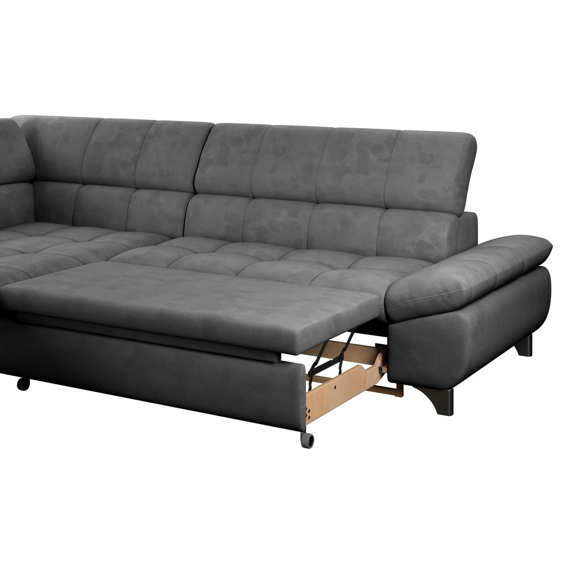 ECKSOFA Dunkelgrau Chenille  - Chromfarben/Dunkelgrau, KONVENTIONELL, Textil/Metall (234/312cm) - Livetastic