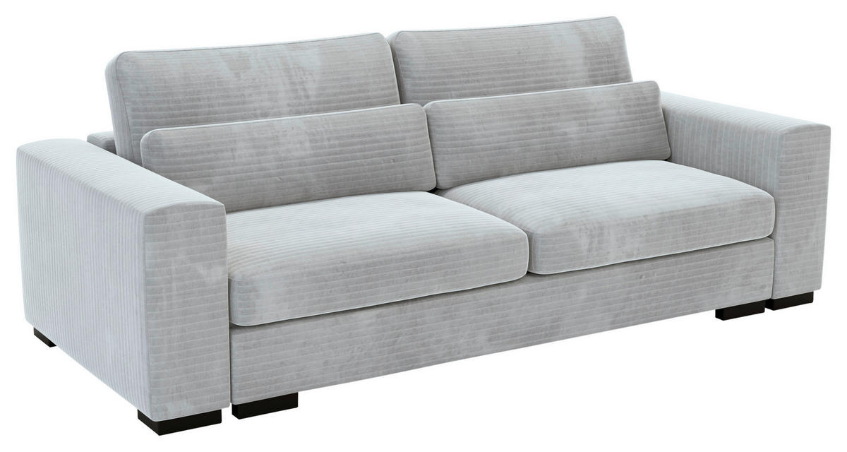 SCHLAFSOFA  mit Liegefunktion, Schlafen auf Sitzhöhe, Rücken echt Flachgewebe Hellgrau  - Hellgrau/Schwarz, KONVENTIONELL, Kunststoff/Textil (236/78/114cm) - Carryhome