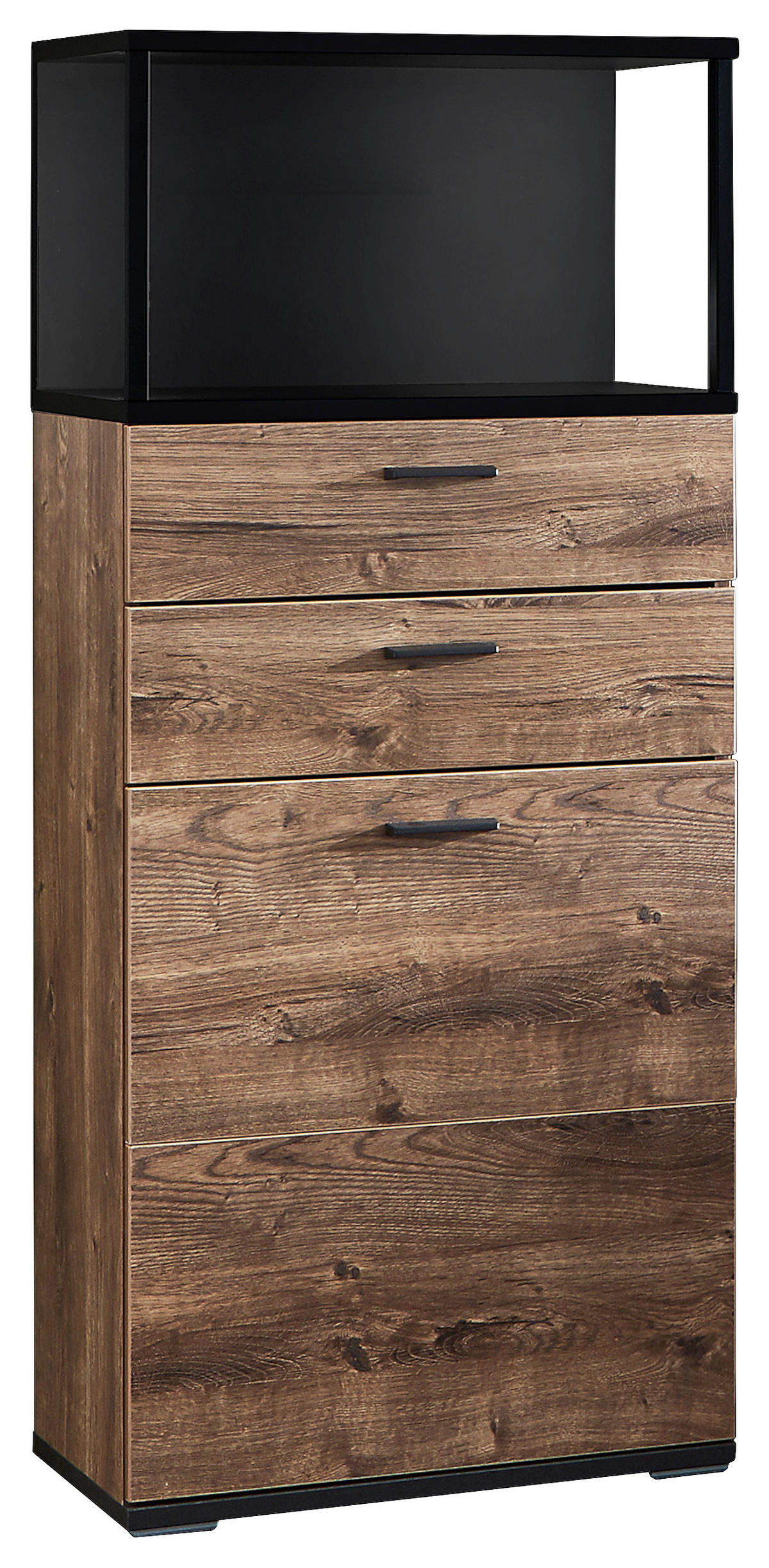WOHNWAND  in Eichefarben, Dunkelgrau  320/206/50 cm  - Eichefarben/Dunkelgrau, KONVENTIONELL, Glas/Holzwerkstoff (320/206/50cm) - Cantus