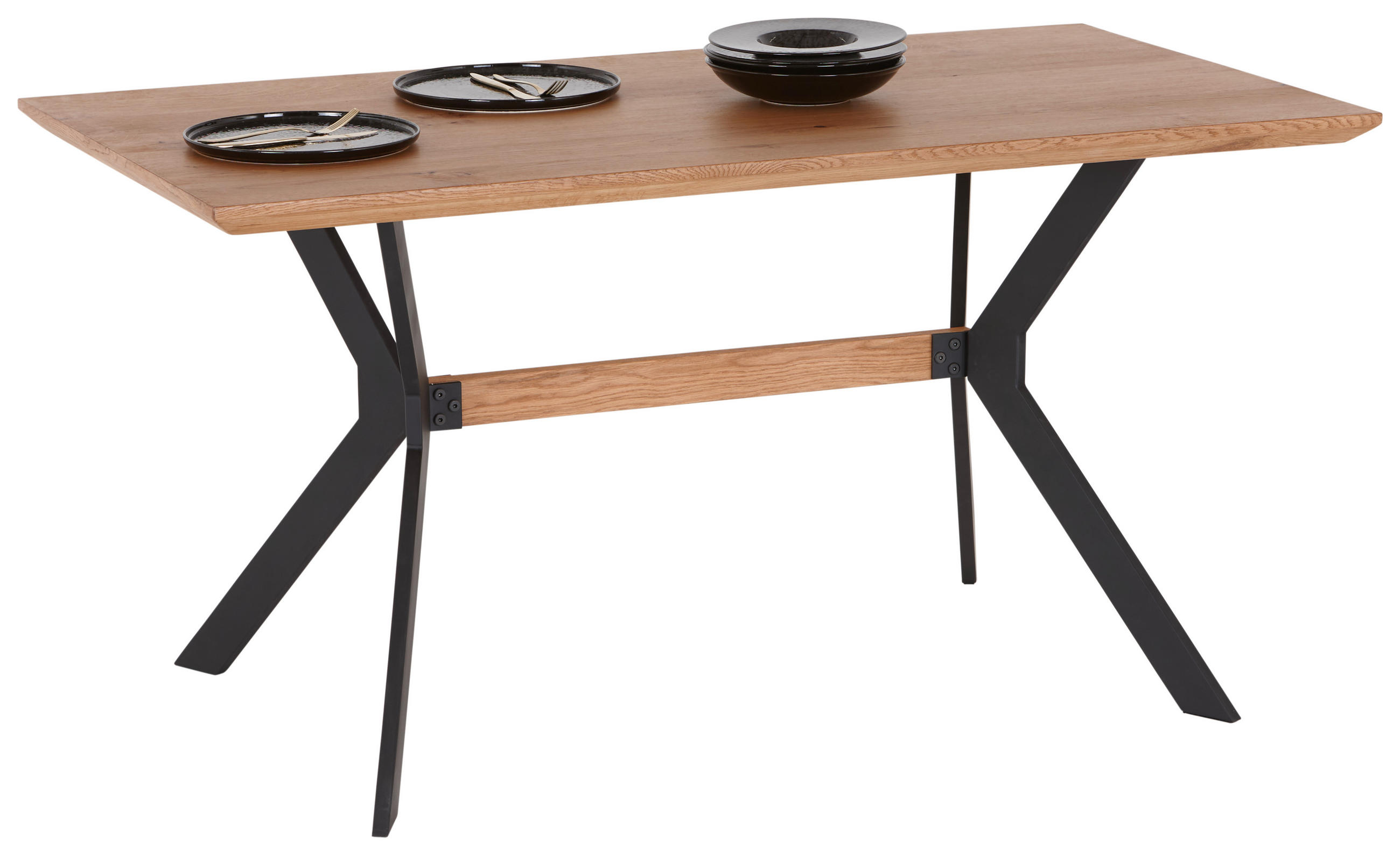 Esstisch mit Echtholz-Platte Rupert 150x90cm Schwarz/Eiche