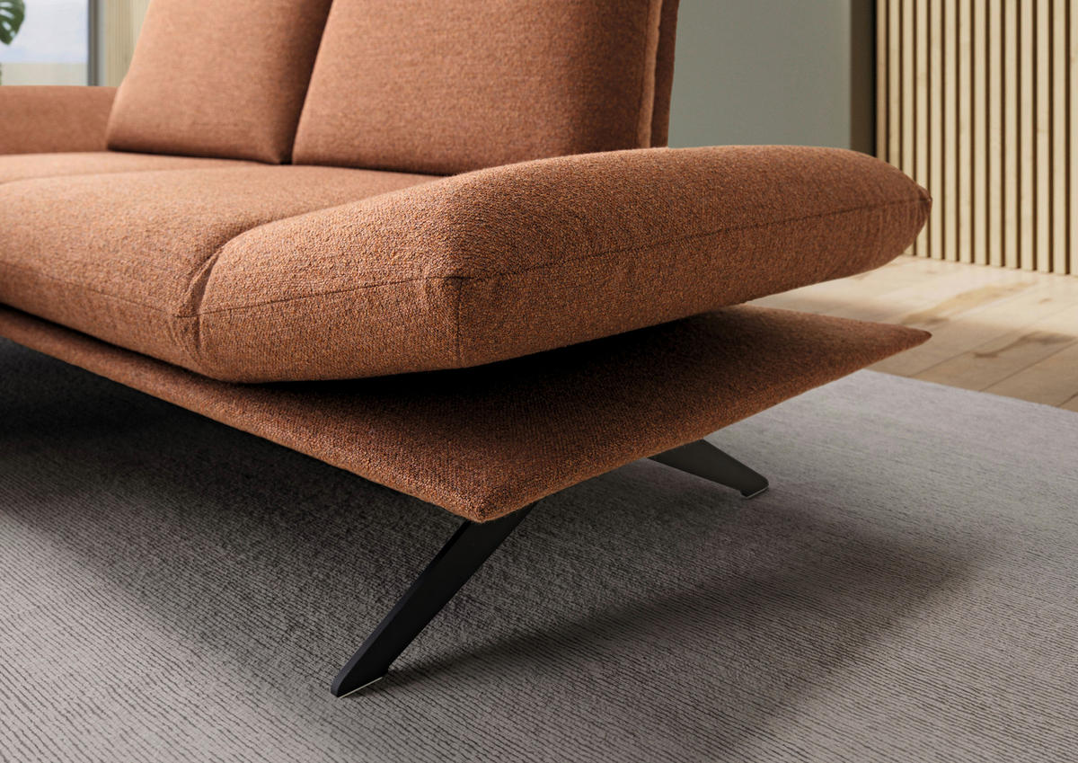 ECKSOFA Braun Flachgewebe  - Schwarz/Braun, Design, Textil/Metall (155/234cm) - Dieter Knoll