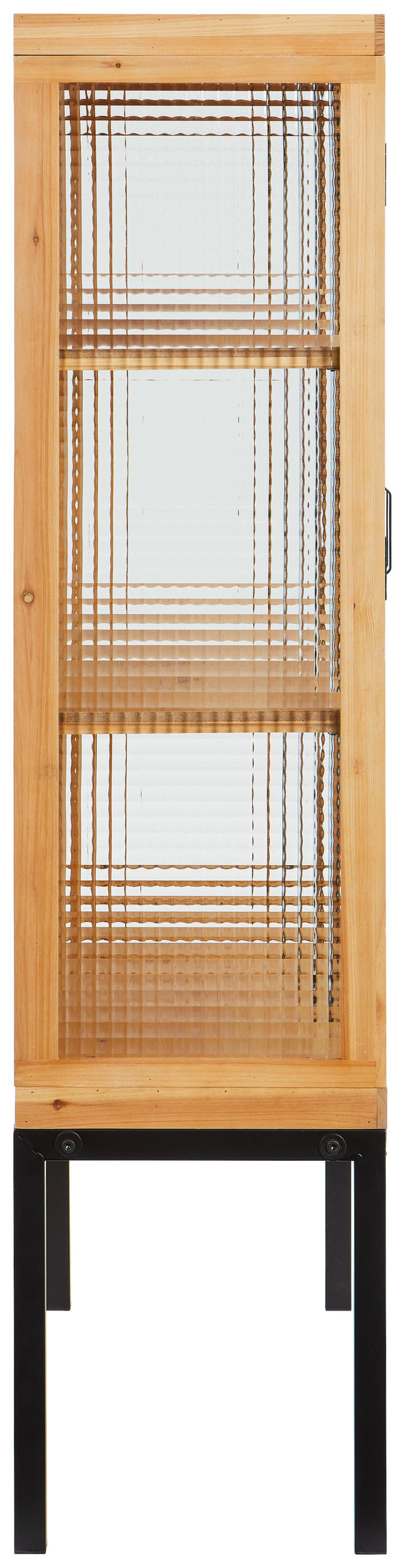 VITRÍNA, jedle, přírodní barvy, černá, 80/145/35 cm - černá/přírodní barvy, Design, kov/dřevo (80/145/35cm) - MID.YOU