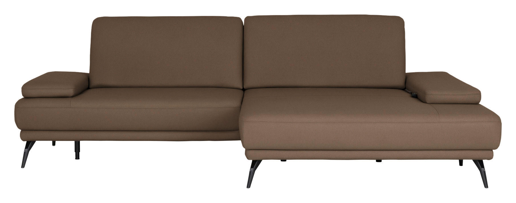 ECKSOFA Echtleder Braun  - Schwarz/Braun, Konventionell, Leder/Metall (301/180cm) - Joop!