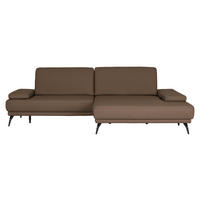 ECKSOFA Echtleder Braun  - Schwarz/Braun, Konventionell, Leder/Metall (301/180cm) - Joop!