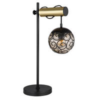 TISCHLEUCHTE - Goldfarben/Schwarz, Konventionell, Kunststoff/Metall (34/18/55cm) - Globo