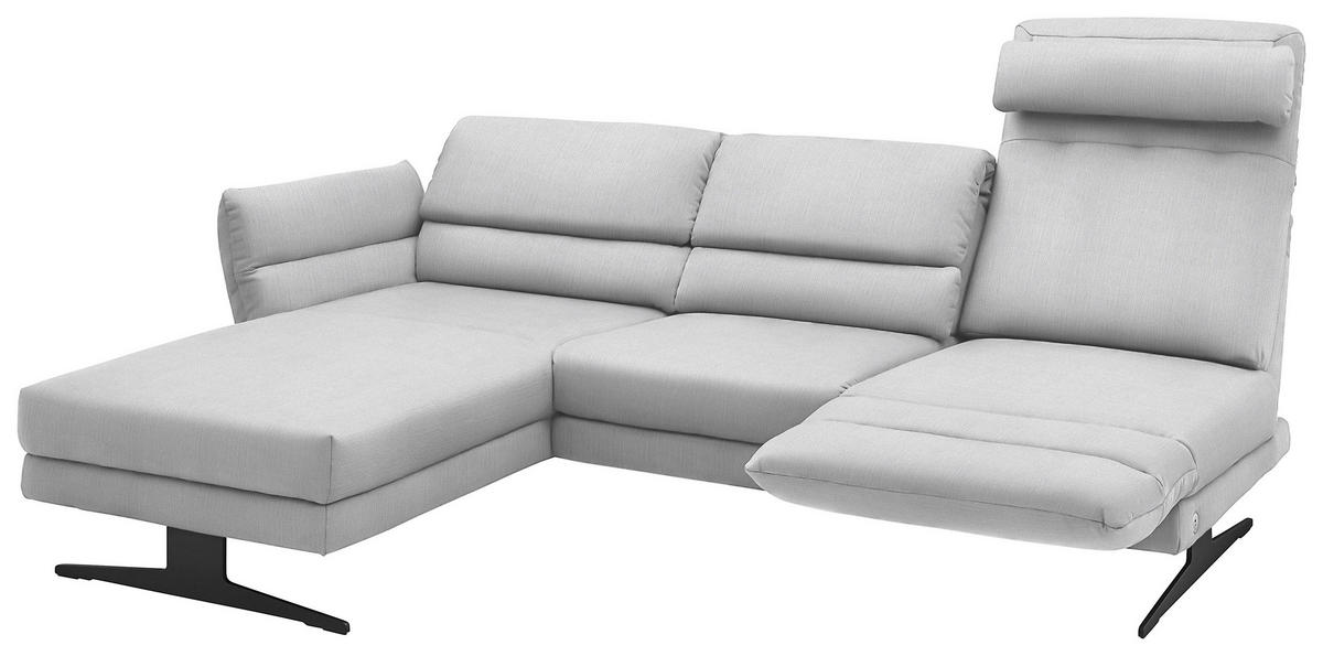 ECKSOFA in Flachgewebe Creme  176-217/279-327 cm  - Creme/Schwarz, Design, Textil/Metall (176-217/279-327cm) - Dieter Knoll