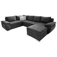 WOHNLANDSCHAFT Anthrazit Mikrofaser  - Chromfarben/Anthrazit, KONVENTIONELL, Textil/Metall (219/305/157cm) - P & B