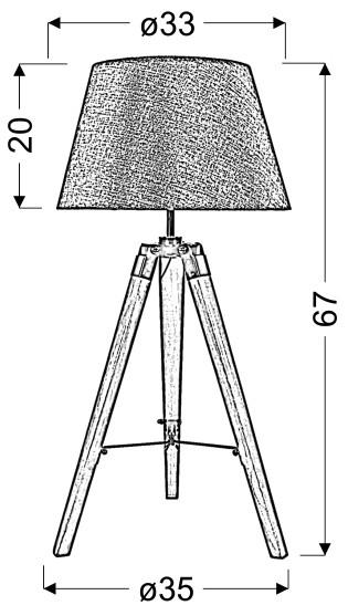 BORDSLAMPA 35/35/68 cm   - grå, Natur, trä/textil (35/35/68cm)