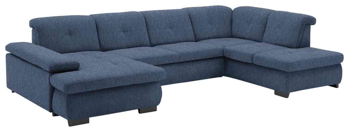 WOHNLANDSCHAFT in Webstoff Blau  - Blau/Schwarz, Design, Textil/Metall (174/337/210cm) - Beldomo Style