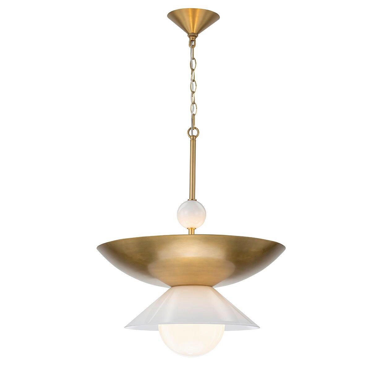 HÄNGLAMPA Saucer 78,5/50,8/50,8 cm  - mässingsfärgad, Klassisk, metall/glas (78,5/50,8/50,8cm) - Elstead Lighting