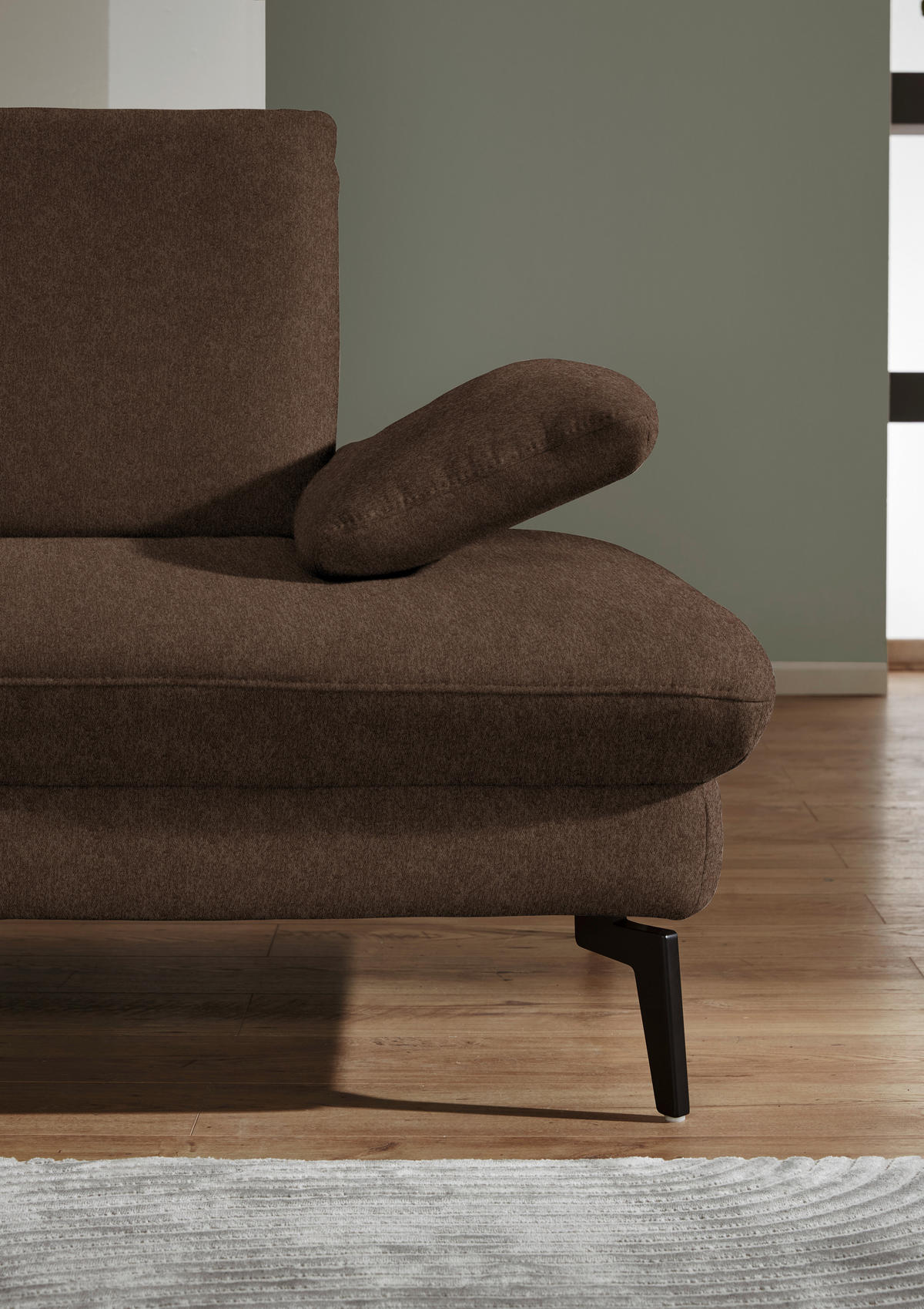 ECKSOFA in Chenille, Mikrofaser Dunkelbraun  - Dunkelbraun/Schwarz, Design, Textil/Metall (157/299cm) - Dieter Knoll