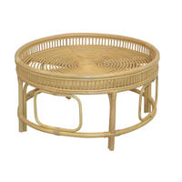 COUCHTISCH Rattan massiv 75/75/41 cm rund Beige  - Beige, Design, Holz (75/75/41cm) - MID.YOU