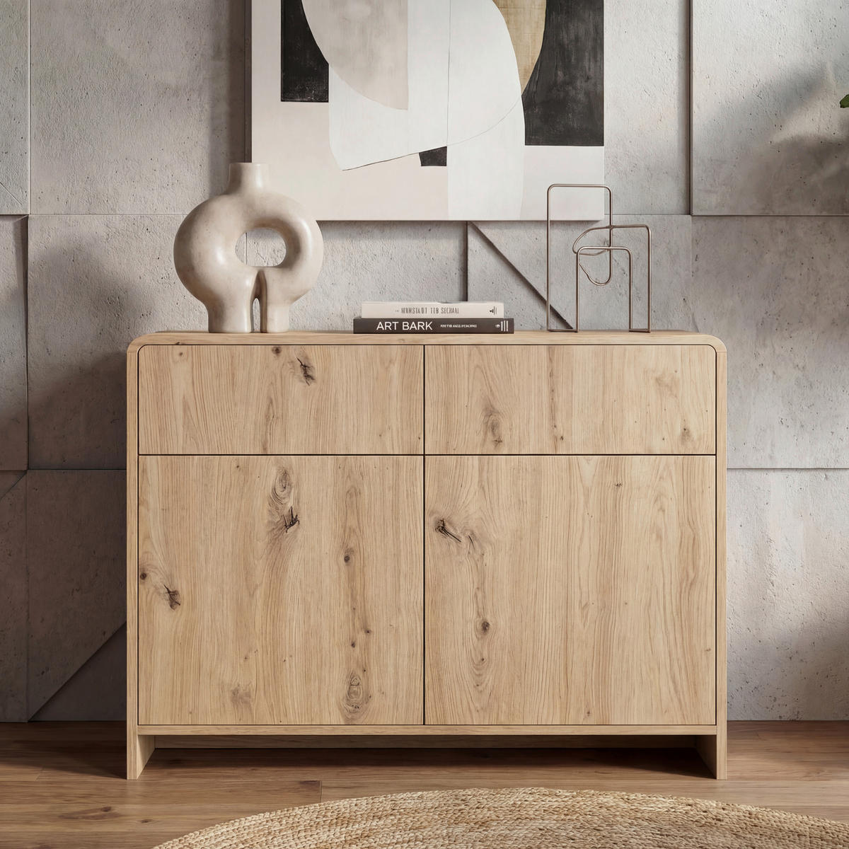 SIDEBOARD  88/76/40 cm 2 låda(or)  - ekfärgad, Design, trämaterial (88/76/40cm) - Livetastic