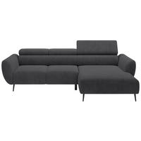 ECKSOFA in Cord Anthrazit  - Anthrazit/Schwarz, Konventionell, Textil/Metall (277/174cm) - Carryhome
