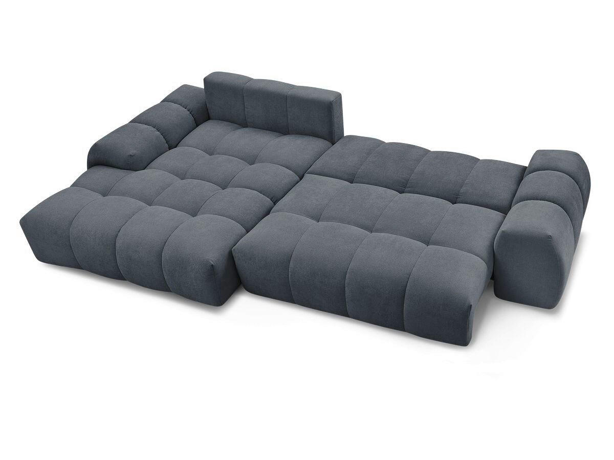 ECKSCHLAFSOFA EVEREST  mit Rücken echt, Armteil links, Armteil rechts Struktur Dunkelblau  - Schwarz/Dunkelblau, MODERN, Kunststoff/Textil (180/318cm) - Livetastic