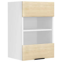 KÜCHENOBERSCHRANK 40/60/31 cm  in Weiß, Honigeiche  - Honigeiche/Schwarz, Trend, Glas/Holzwerkstoff (40/60/31cm) - MID.YOU