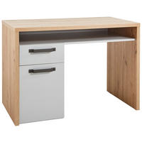 JUGENDSCHREIBTISCH 111,6/60,2/76,7 cm Grau, Eichefarben  - Dunkelgrau/Eichefarben, Modern, Holzwerkstoff/Metall (111,6/60,2/76,7cm) - Xora