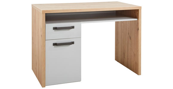 JUGENDSCHREIBTISCH 111,6/60,2/76,7 cm Stauraum  - Dunkelgrau/Eichefarben, MODERN, Holzwerkstoff/Metall (111,6/60,2/76,7cm) - Xora