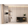 SIDEBOARD  153,6/83/38 cm 4 Schublade(n)  - Eiche Wotan/Schwarz, KONVENTIONELL, Glas/Holzwerkstoff (153,6/83/38cm) - Xora