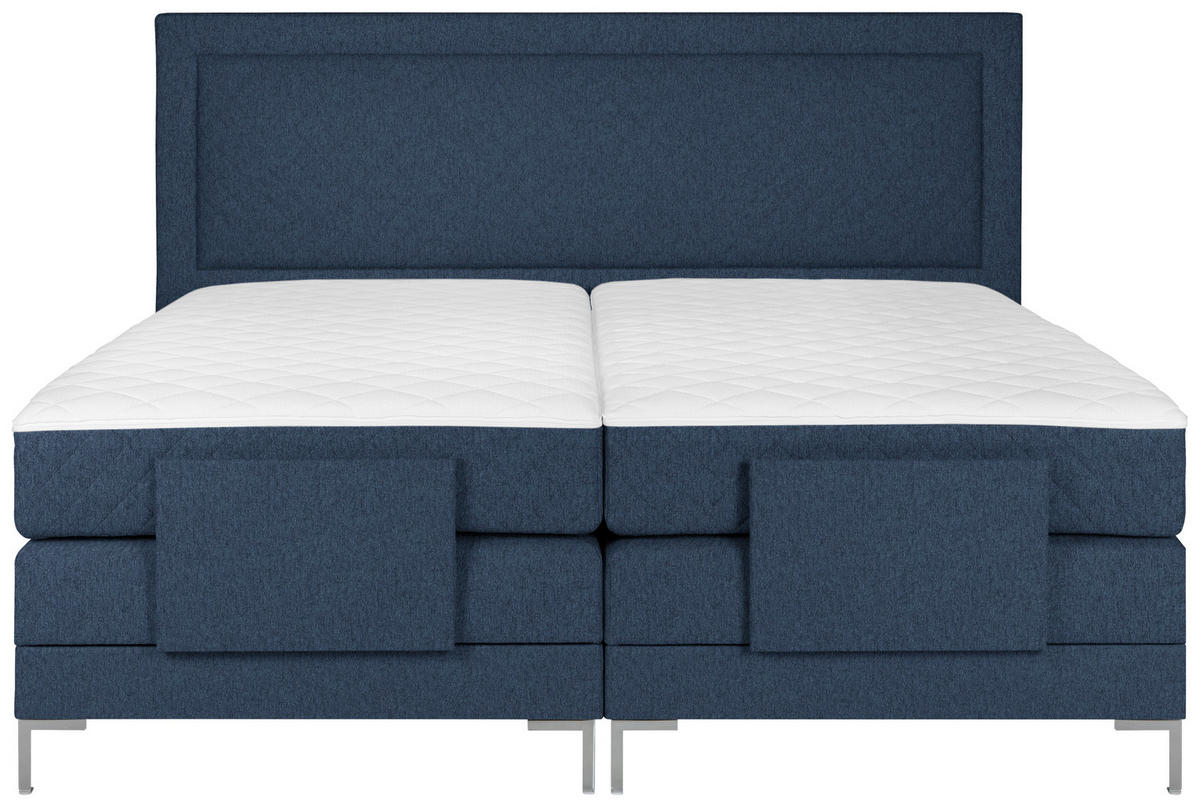 BOXSPRINGBETT 160/200 cm  in Blau  - Blau/Alufarben, Design, Textil/Metall (160/200cm) - Welnova