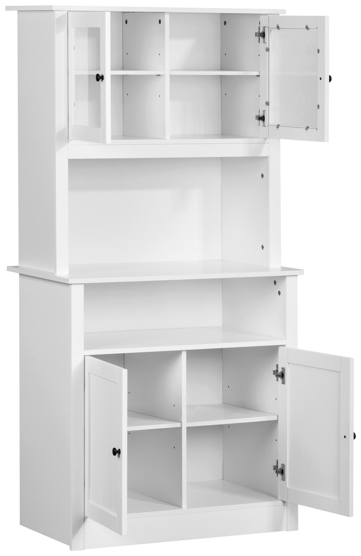 BUFFET 80/161/44 cm  in Weiß  - Schwarz/Weiß, LIFESTYLE, Glas/Holzwerkstoff (80/161/44cm) - MID.YOU