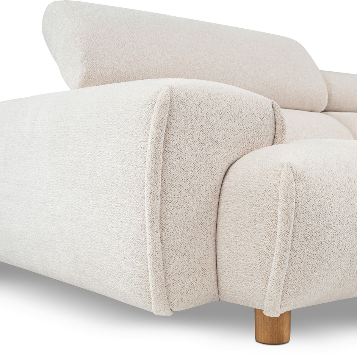 ECKSOFA Weiß Flachgewebe  - Naturfarben/Weiß, MODERN, Holz/Textil (230/150cm) - Lomoco