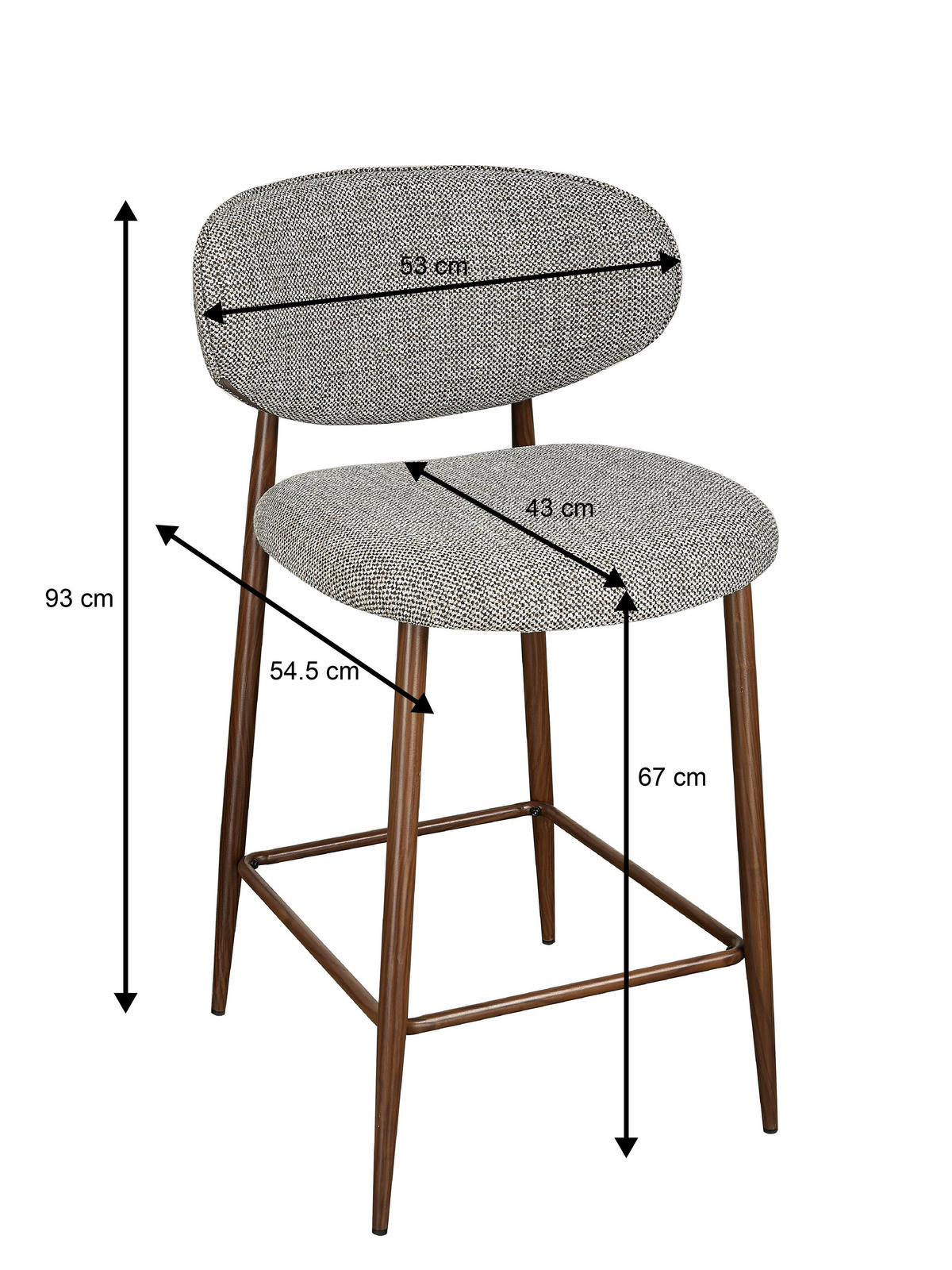 BARHOCKER Webstoff Eichefarben, Beige Eisen  - Eichefarben/Beige, Design, Textil/Metall (53/94/55cm) - Novel