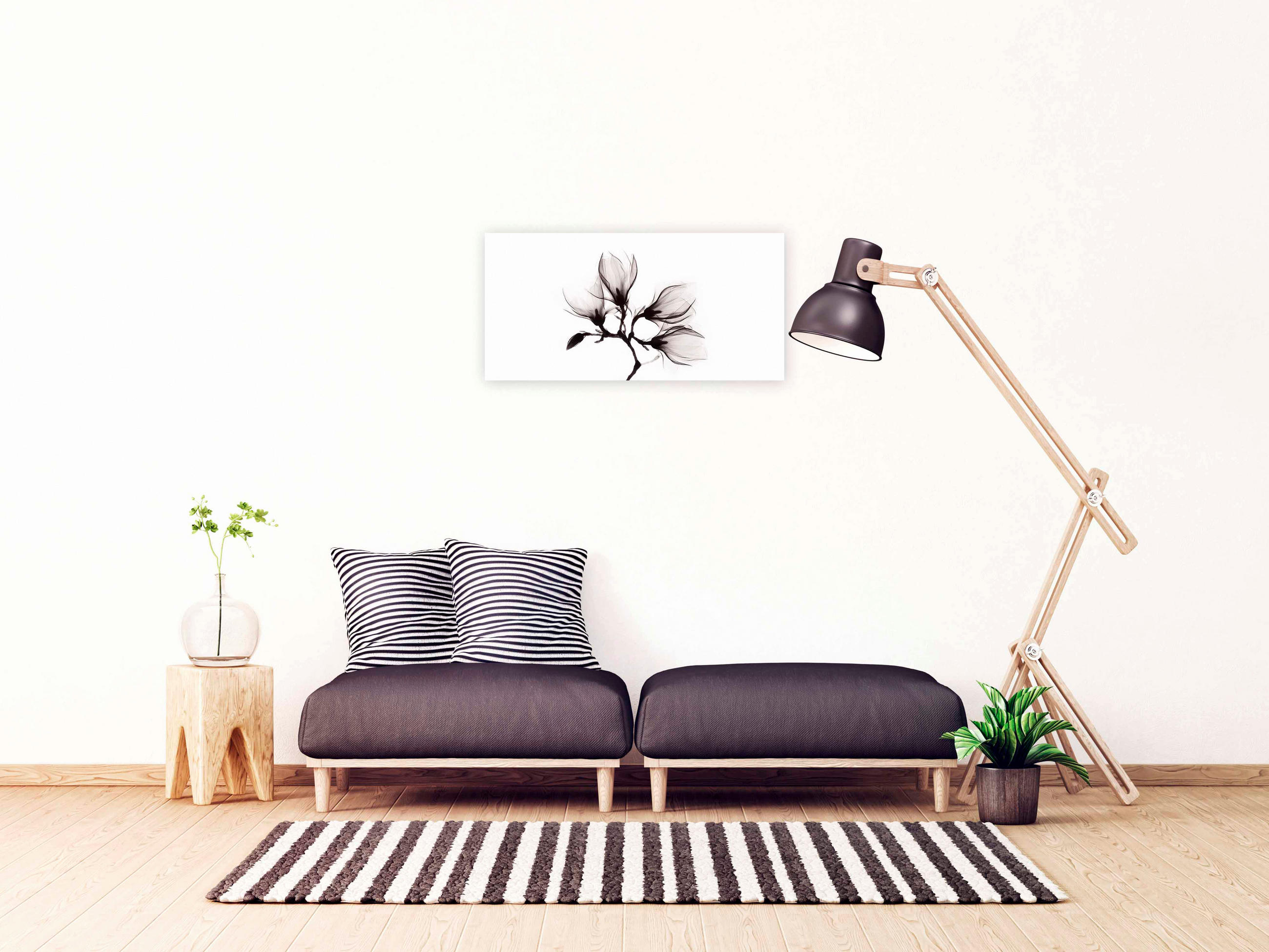 GLASBILD 98/48 cm  - Dunkelbraun/Weiß, Design, Glas (98/48cm)