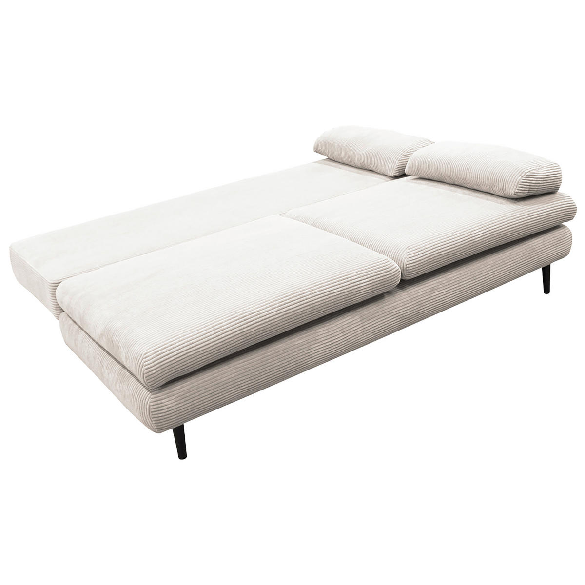 SCHLAFSOFA Cord Beige  - Beige/Schwarz, Design, Holz/Textil (202/85/99cm) - P & B