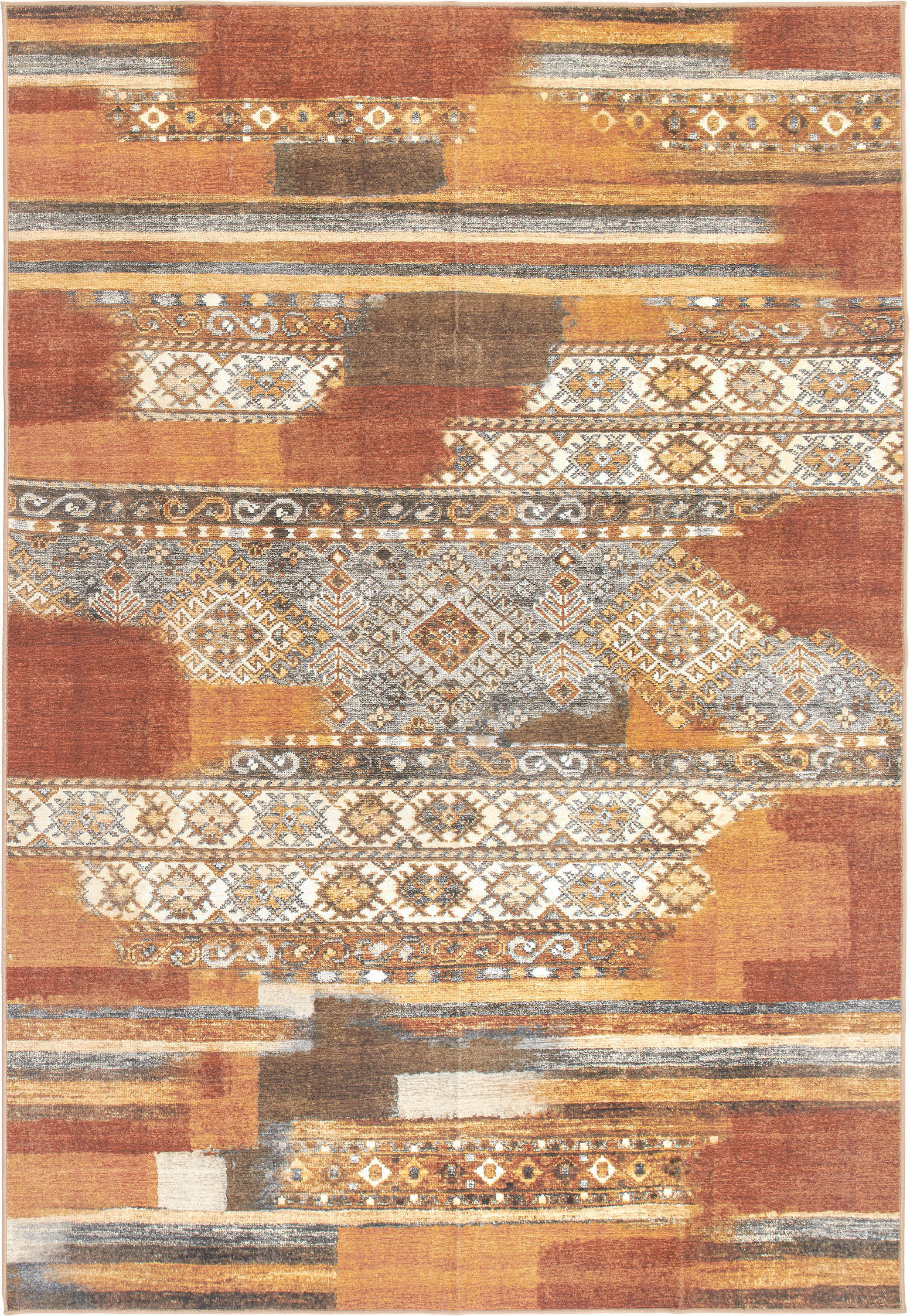 VINTAGE-TEPPICH 200/290 cm CORTEA MYFAR, waschbar Nickelfarben, Greige, Cognac rechteckig  - Greige/Cognac, Design, Kunststoff/Textil (200/290cm) - Lindorug