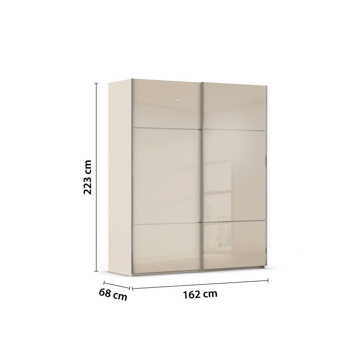 SCHWEBETÜRENSCHRANK in Champagner  - Chromfarben/Champagner, Konventionell, Glas/Holzwerkstoff (162/223/68cm) - Novel