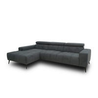 ECKSOFA TRENTO Dunkelgrau Mikrofaser  - Dunkelgrau/Schwarz, MODERN, Textil/Metall (287/175cm) - MID.YOU