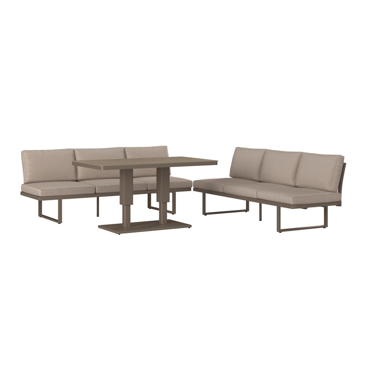 DINING-LOUNGESET Aluminium  - Beige/Hellgrau, MODERN, Glas/Textil - Ambia Garden