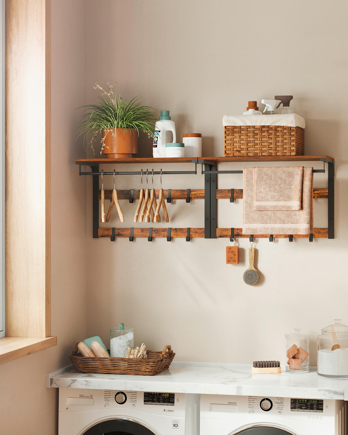 WANDGARDEROBE  in Braun, Schwarz  - Schwarz/Braun, Trend, Holzwerkstoff/Metall (65/42/30cm) - Boxxx