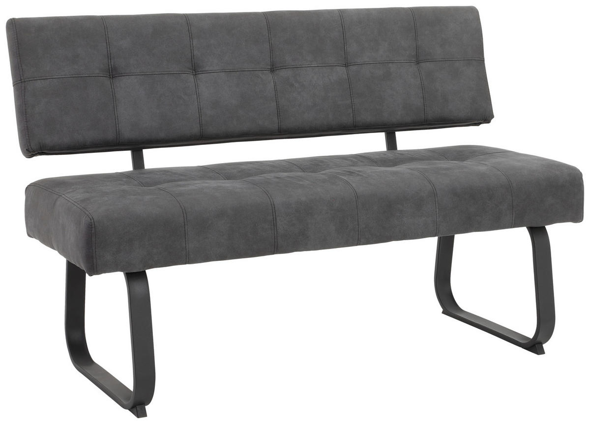 SITZBANK 140/90/64 cm Mikrofaser Dunkelgrau Metall  - Dunkelgrau/Anthrazit, Trend, Textil/Metall (140/90/64cm) - Carryhome