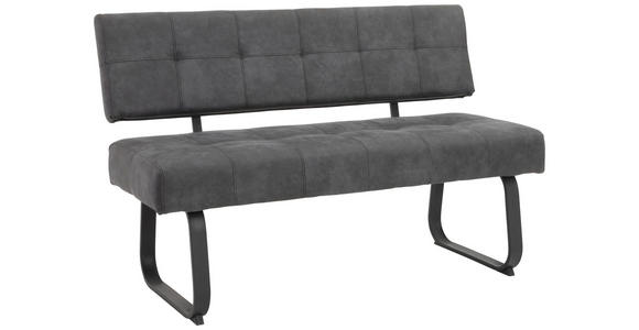 SITZBANK 140/90/64 cm Mikrofaser Dunkelgrau Metall  - Dunkelgrau/Anthrazit, Trend, Textil/Metall (140/90/64cm) - Carryhome