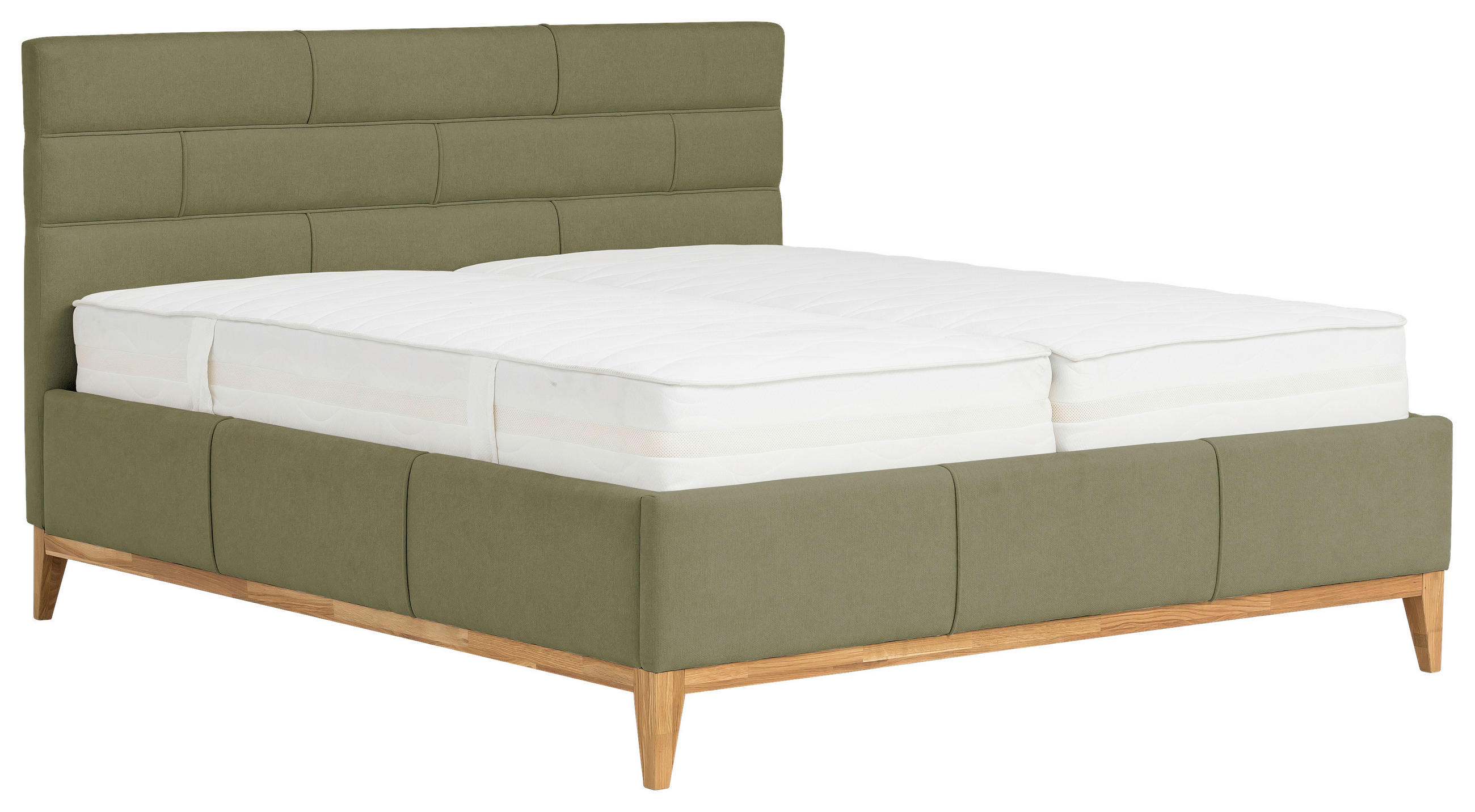 KÁRPITOZOTT ÁGY 180/200 cm  olívazöld  - olívazöld, Basics, műanyag/textil (180/200cm) - Carryhome