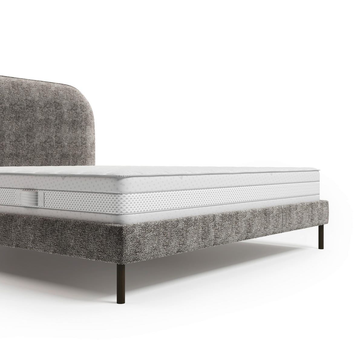 STOPPAD SÄNG ,140/200 cm  i antracit  - svart/antracit, Modern, metall/trämaterial (140/200cm) - MID.YOU